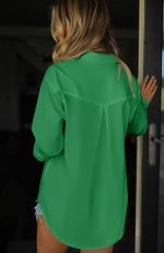 Hotouch Women Button Down Shirts Office Drop Shoulder Oversized Blouse Long Sleeve Boyfriend Dress Shirt with Pockets - Image 5